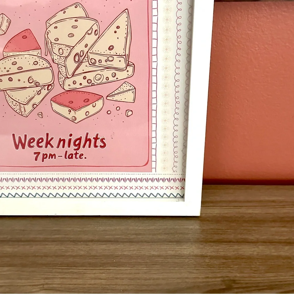 Cheese Club Poster Weeknights 7pm-Late Cheese Lovers Kitchen Framed Art Print